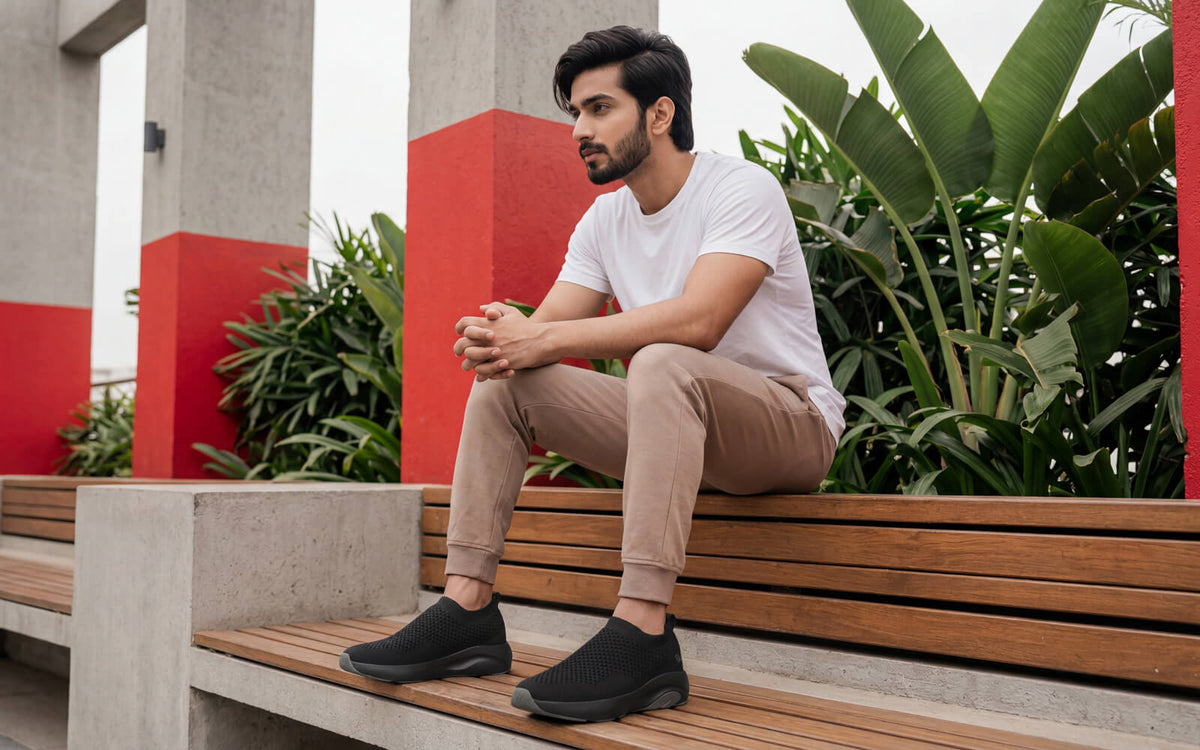 Begin Walk Soothe Slip Ons for Men : Black