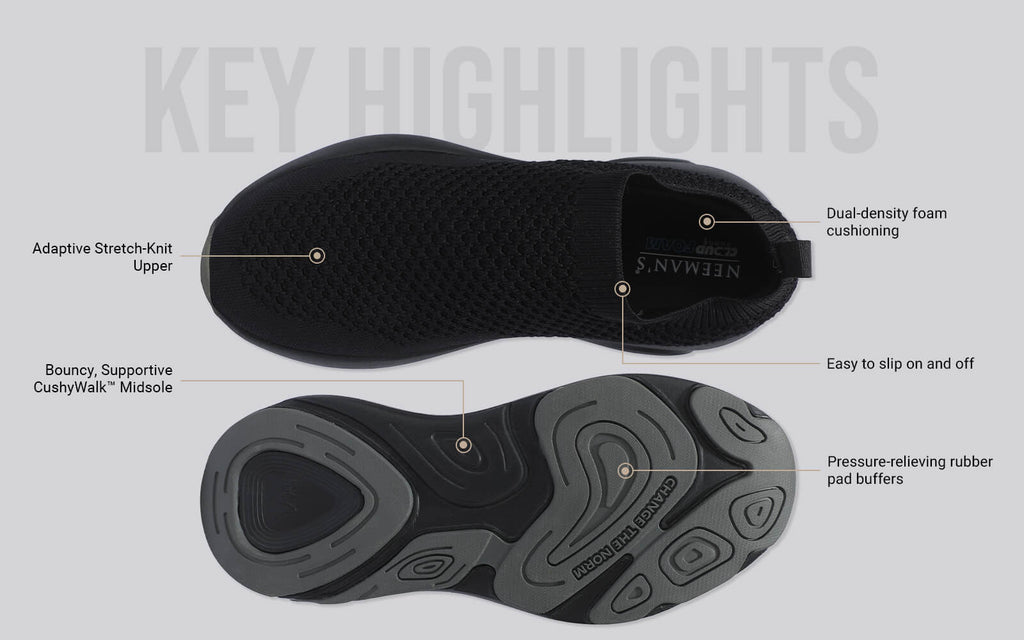 Begin Walk Soothe Slip Ons for Women : Black