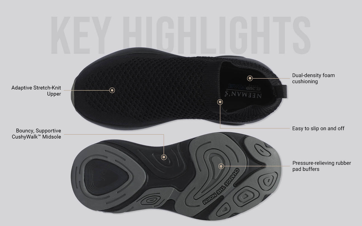 Begin Walk Soothe Slip Ons for Women : Black