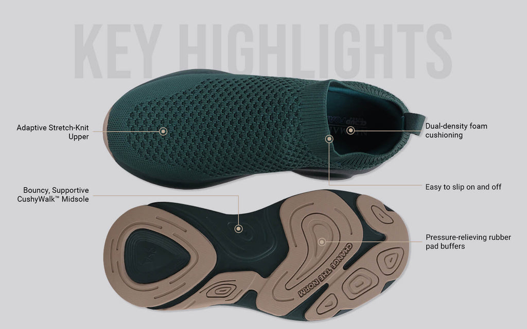 Begin Walk Soothe Slip Ons for Women : Green