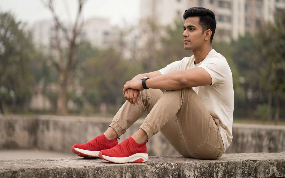 Begin Walk Soothe Slip Ons for Women : Red