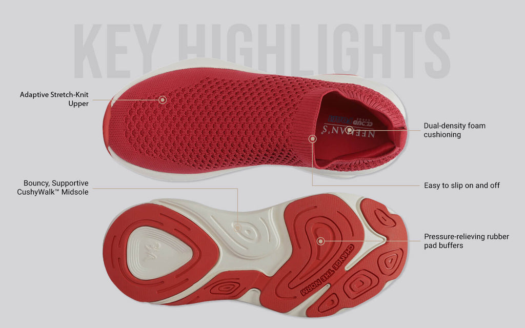 Begin Walk Soothe Slip Ons for Women : Red