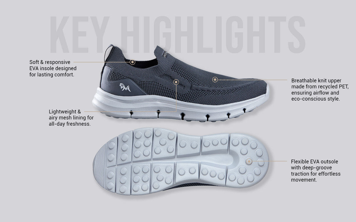 Breathe Ease Slip Ons : Grey