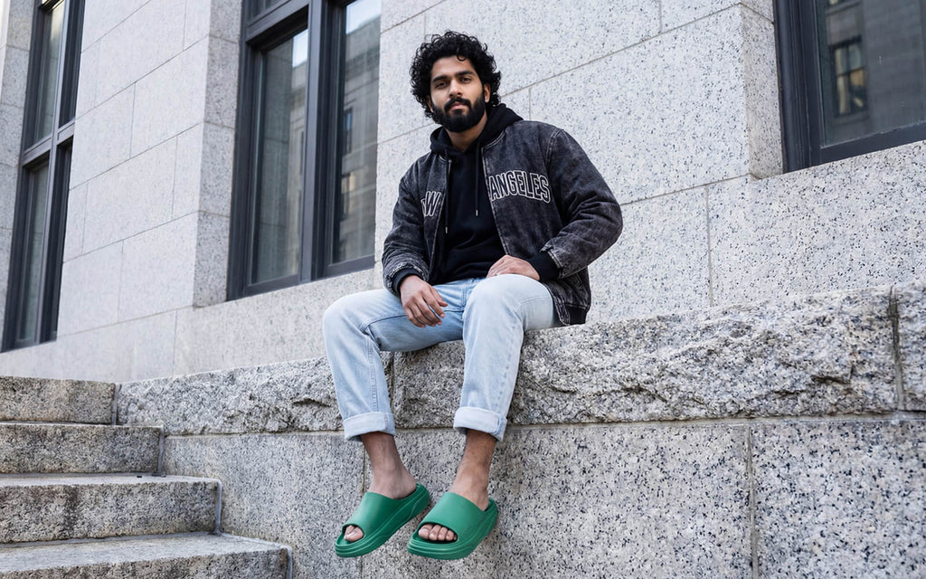 Cushers Slides For Men : Pepper Green