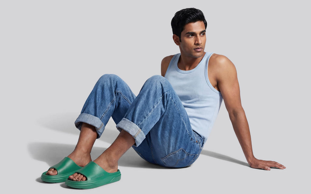 Cushers Slides For Men : Pepper Green