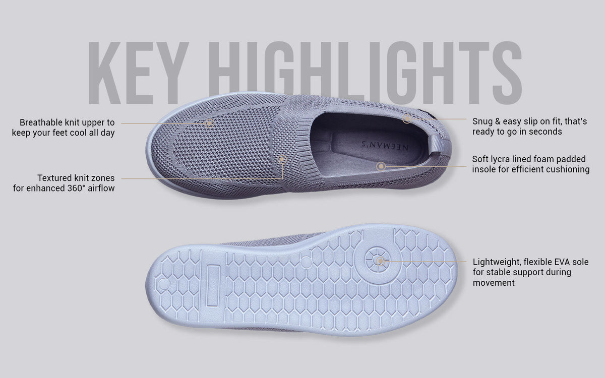 Casual Ease Slip Ons : Grey