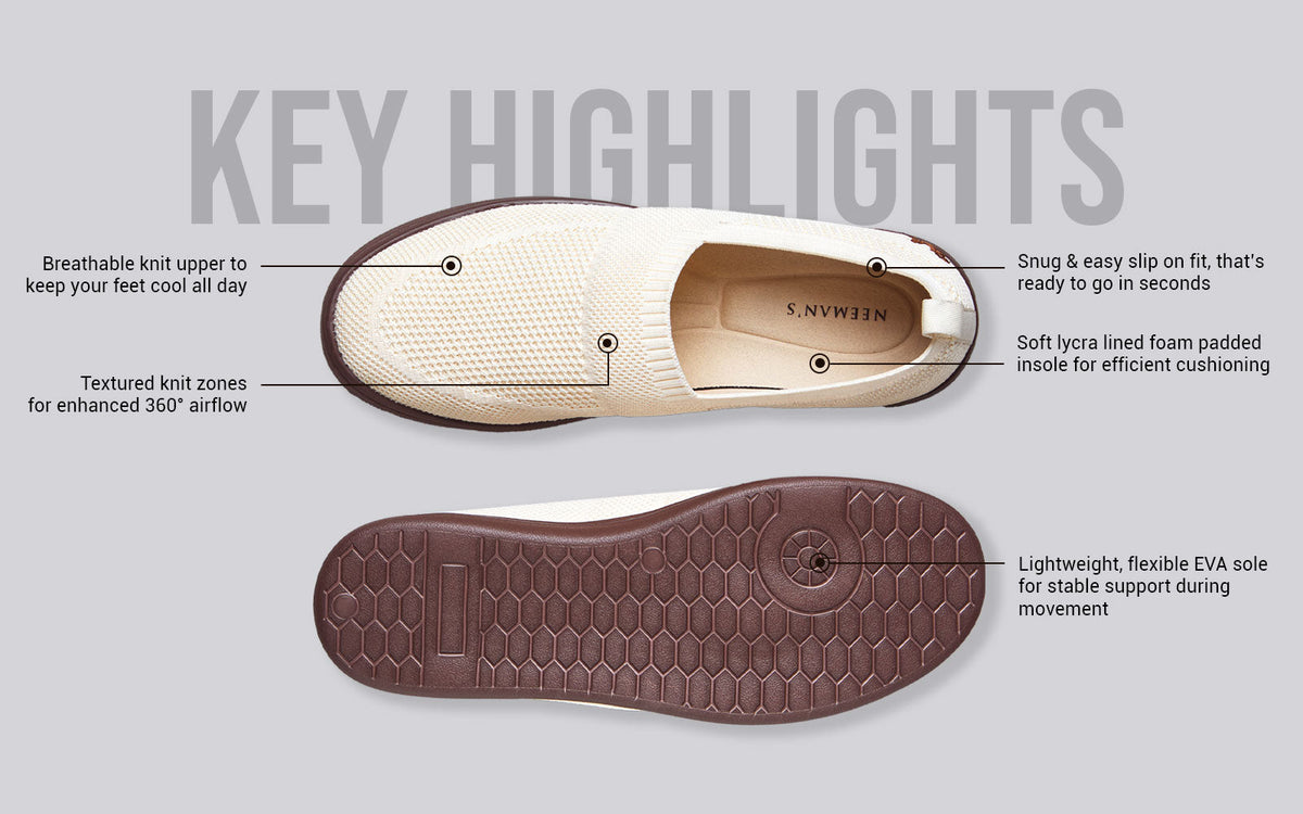 Casual Ease Slip Ons : Ivory Brown