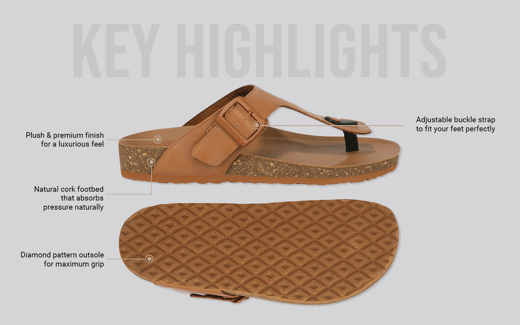 Cork Thong Sandals : Tan