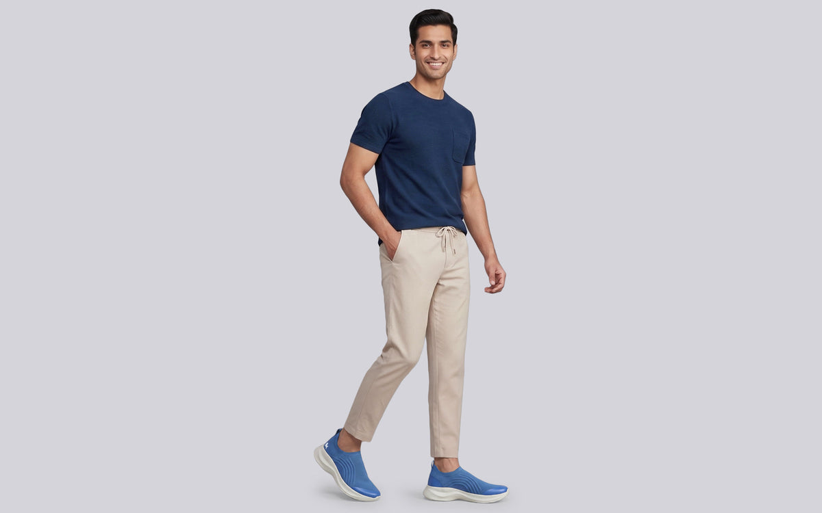 Curve Knit Slip Ons For Men : Blue