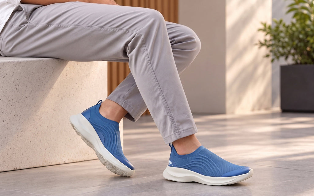 Curve Knit Slip Ons For Men : Blue