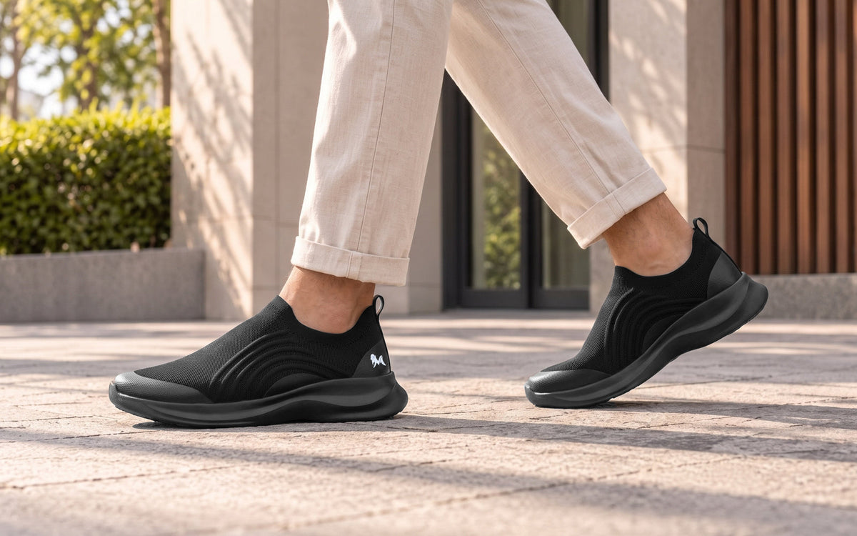 Curve Knit Slip Ons For Men : Black