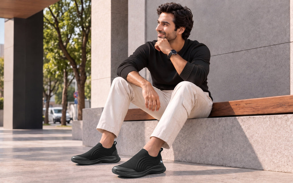 Curve Knit Slip Ons For Men : Black