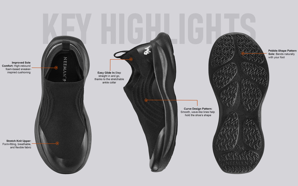Curve Knit Slip Ons For Men : Black