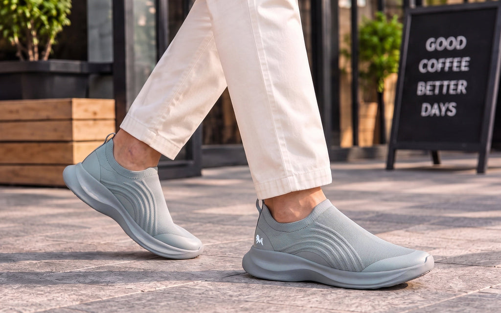 Curve Knit Slip Ons For Men : Grey