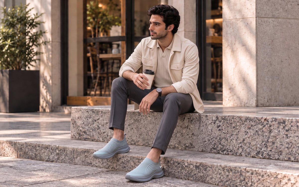 Curve Knit Slip Ons For Men : Grey