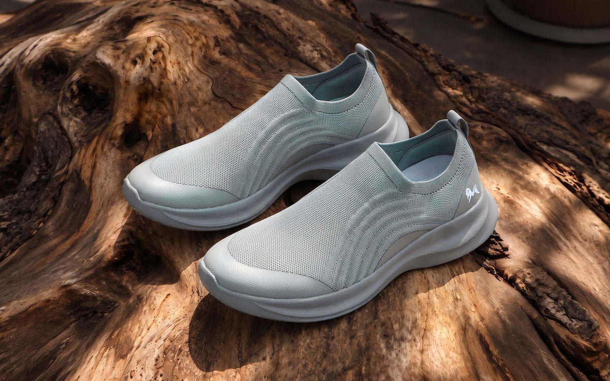 Curve Knit Slip Ons For Men : Grey