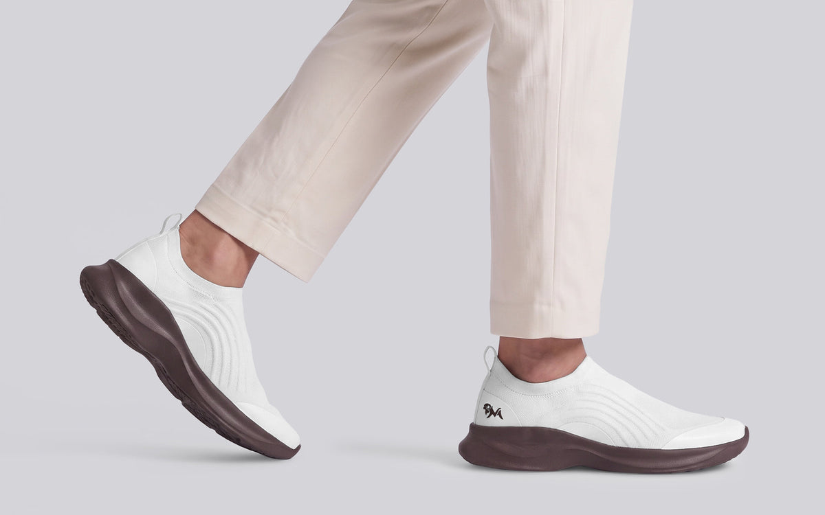 Curve Knit Slip Ons For Men : Ivory