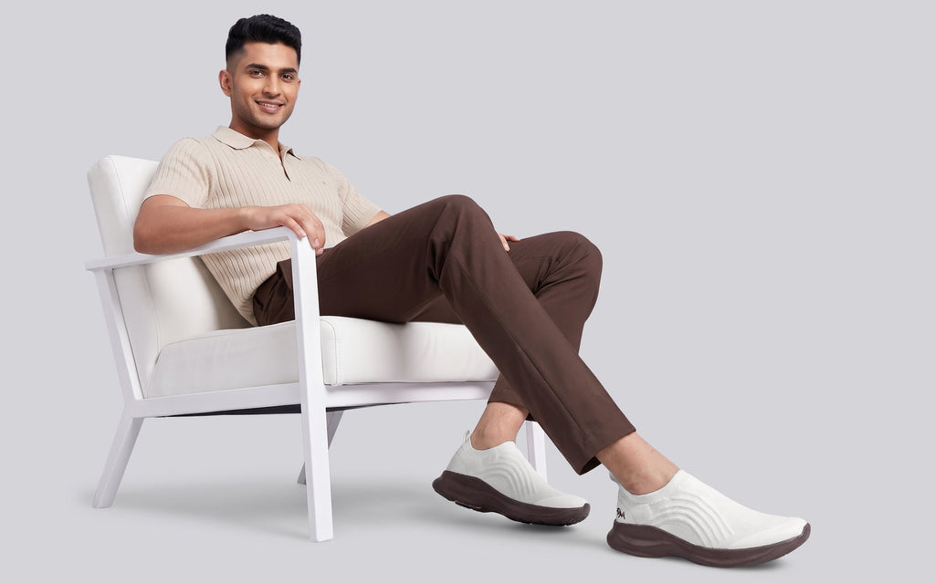 Curve Knit Slip Ons For Men : Ivory
