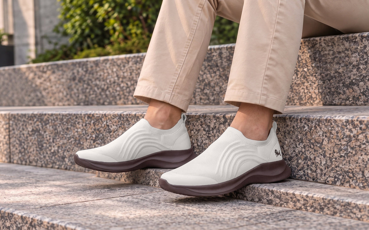 Curve Knit Slip Ons For Men : Ivory
