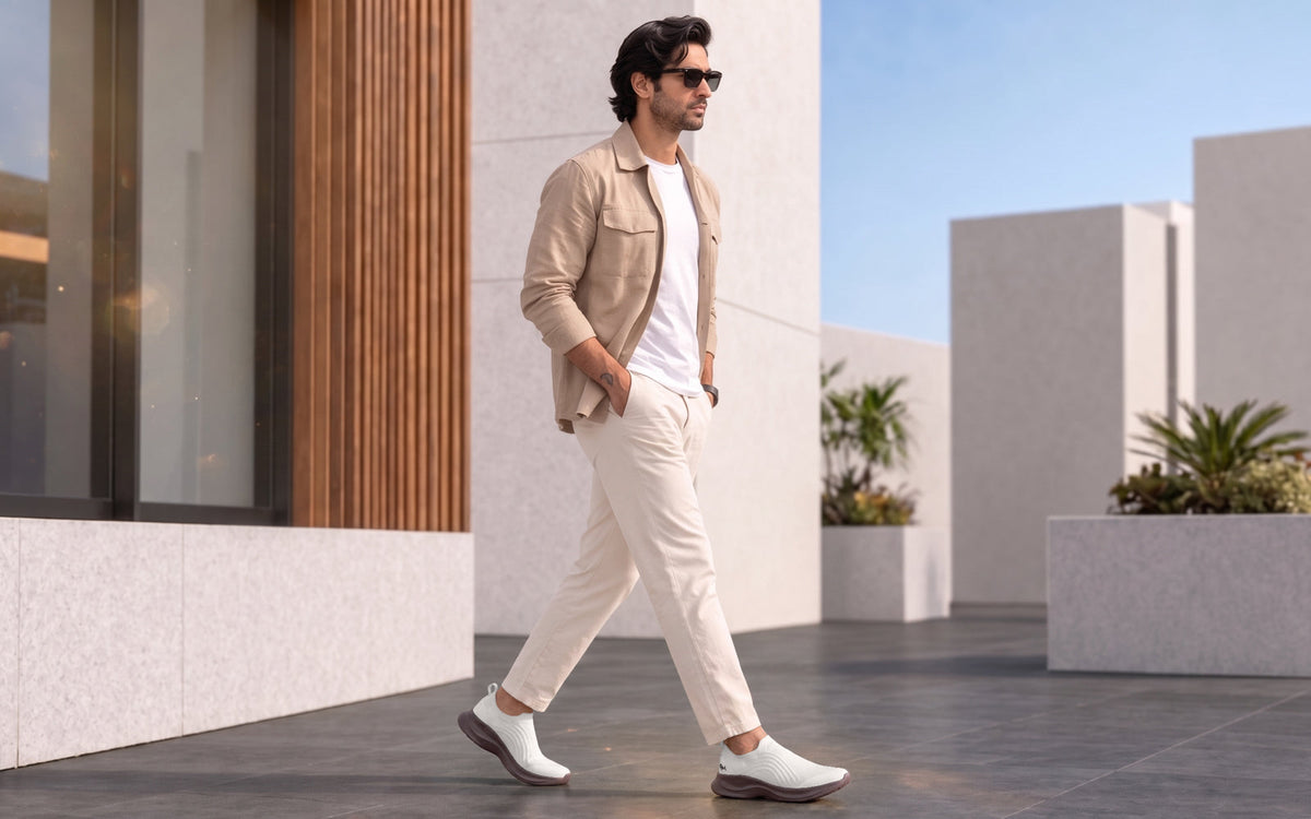 Curve Knit Slip Ons For Men : Ivory
