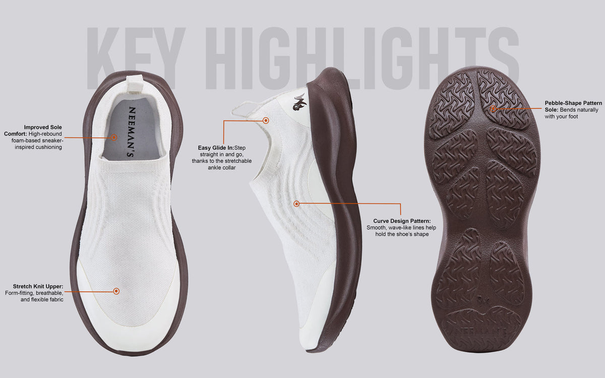 Curve Knit Slip Ons For Men : Ivory