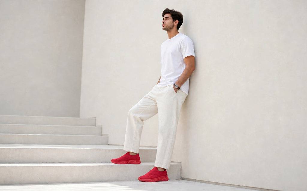 Easy Glide Slip Ons for Men : Red