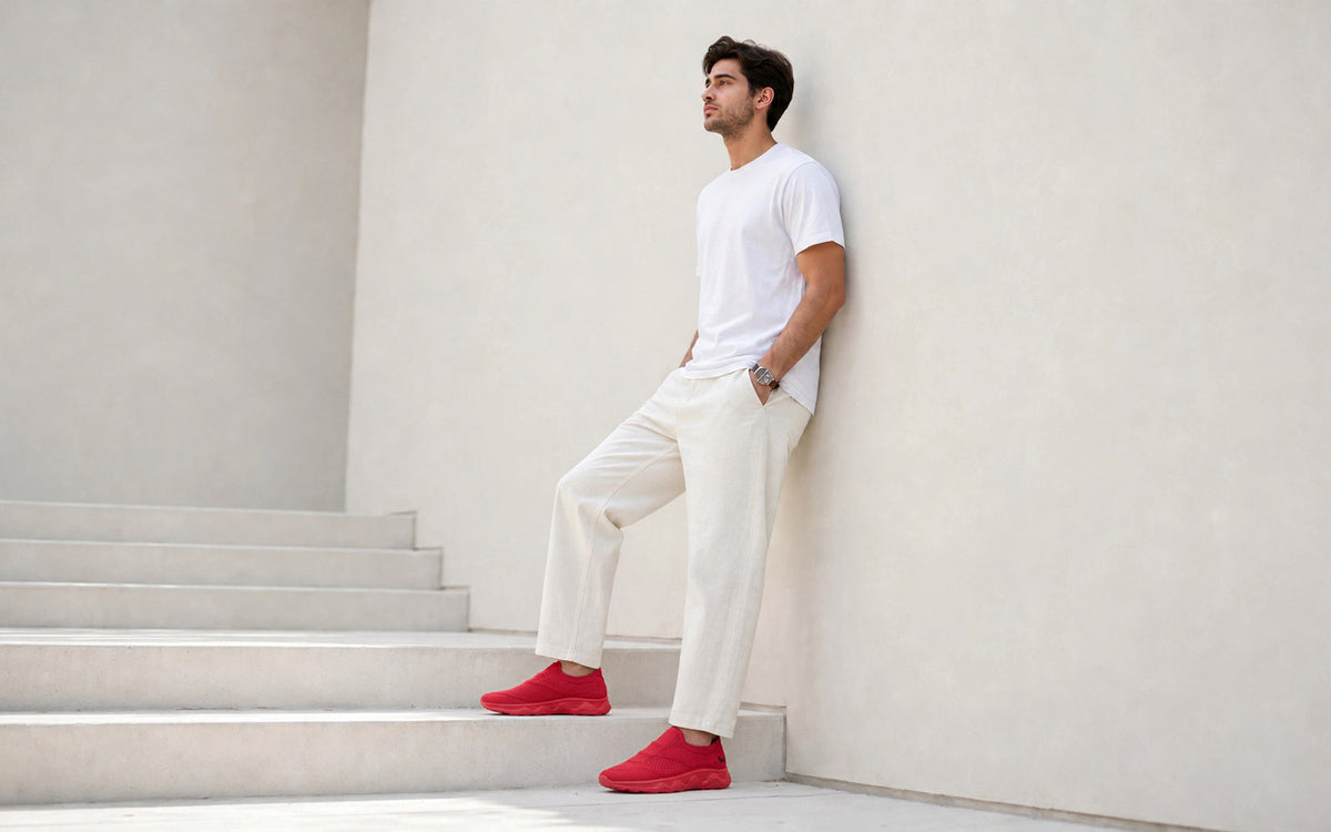 Easy Glide Slip Ons for Men : Red