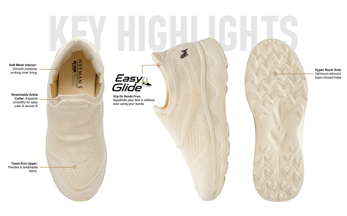 Easy Glide Slip Ons for Men : Ivory