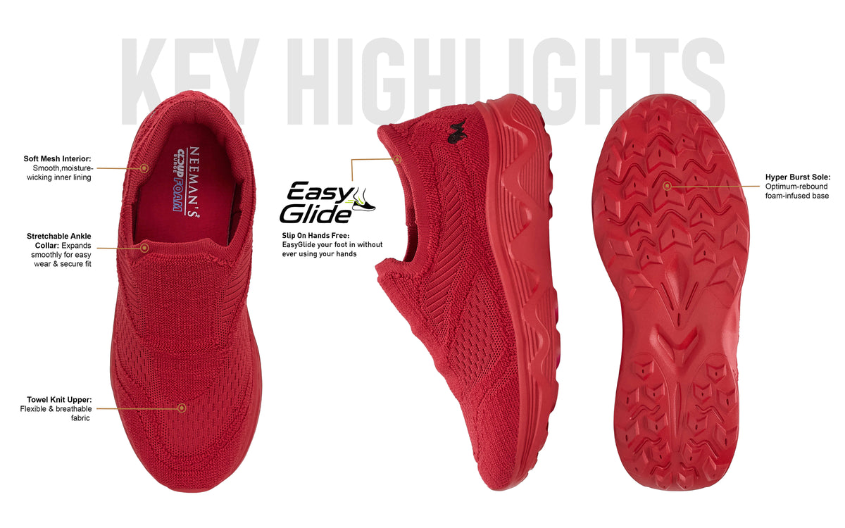 Easy Glide Slip Ons for Men : Red