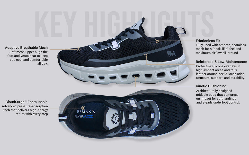 Hexa Glide Sneakers for Men : Black