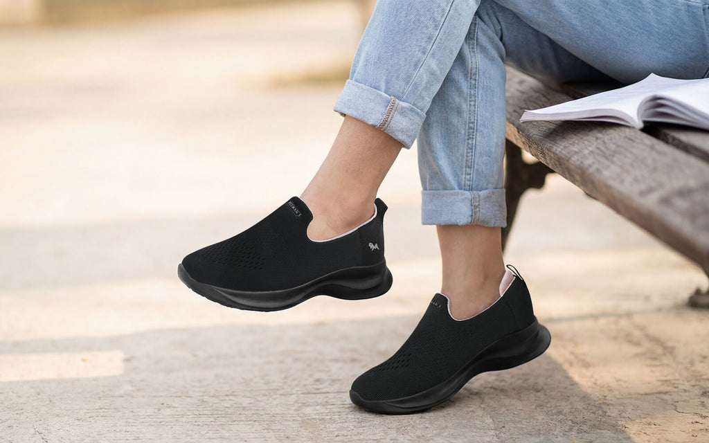 Knit Lite Slip Ons For Women : Black