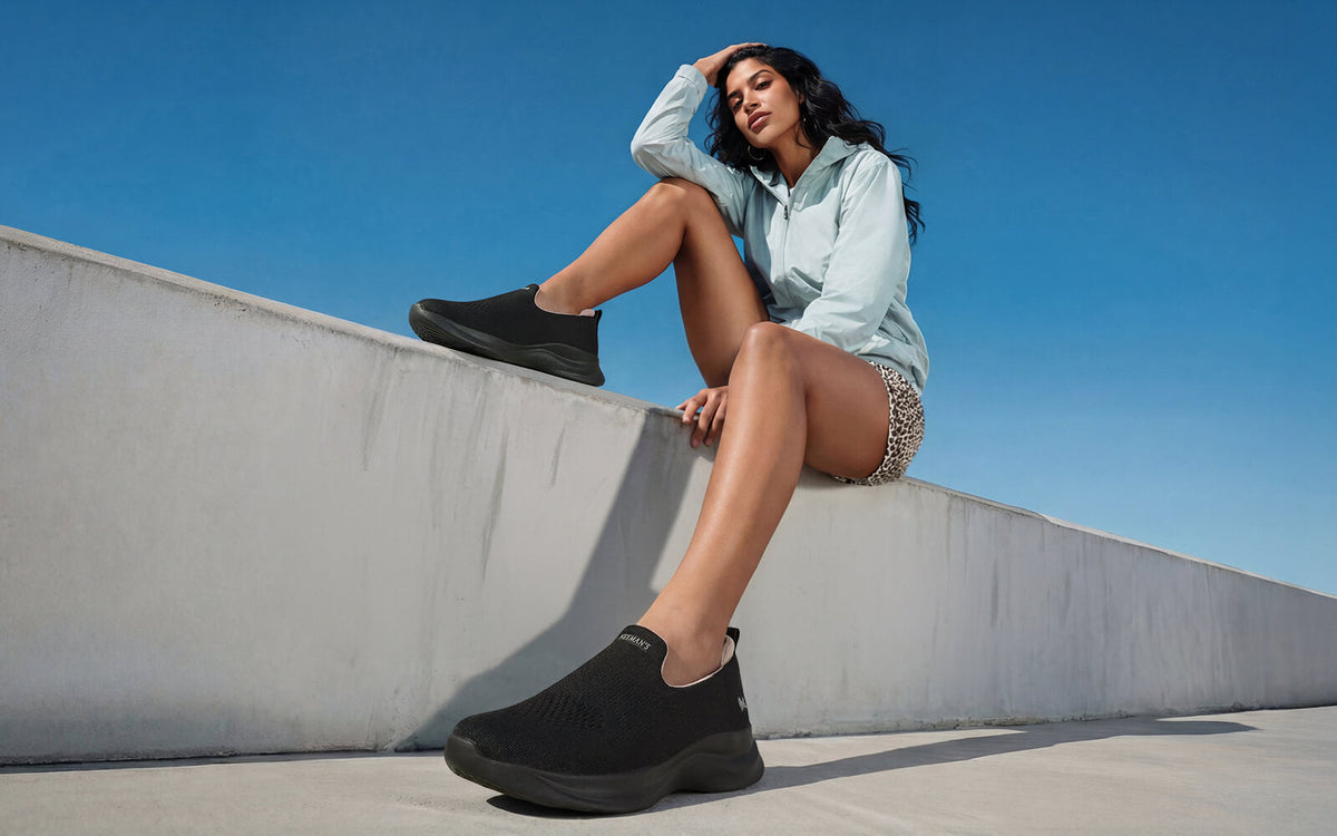 Knit Lite Slip Ons For Women : Black