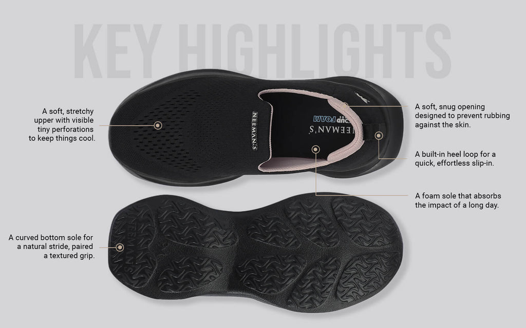 Knit Lite Slip Ons For Women : Black
