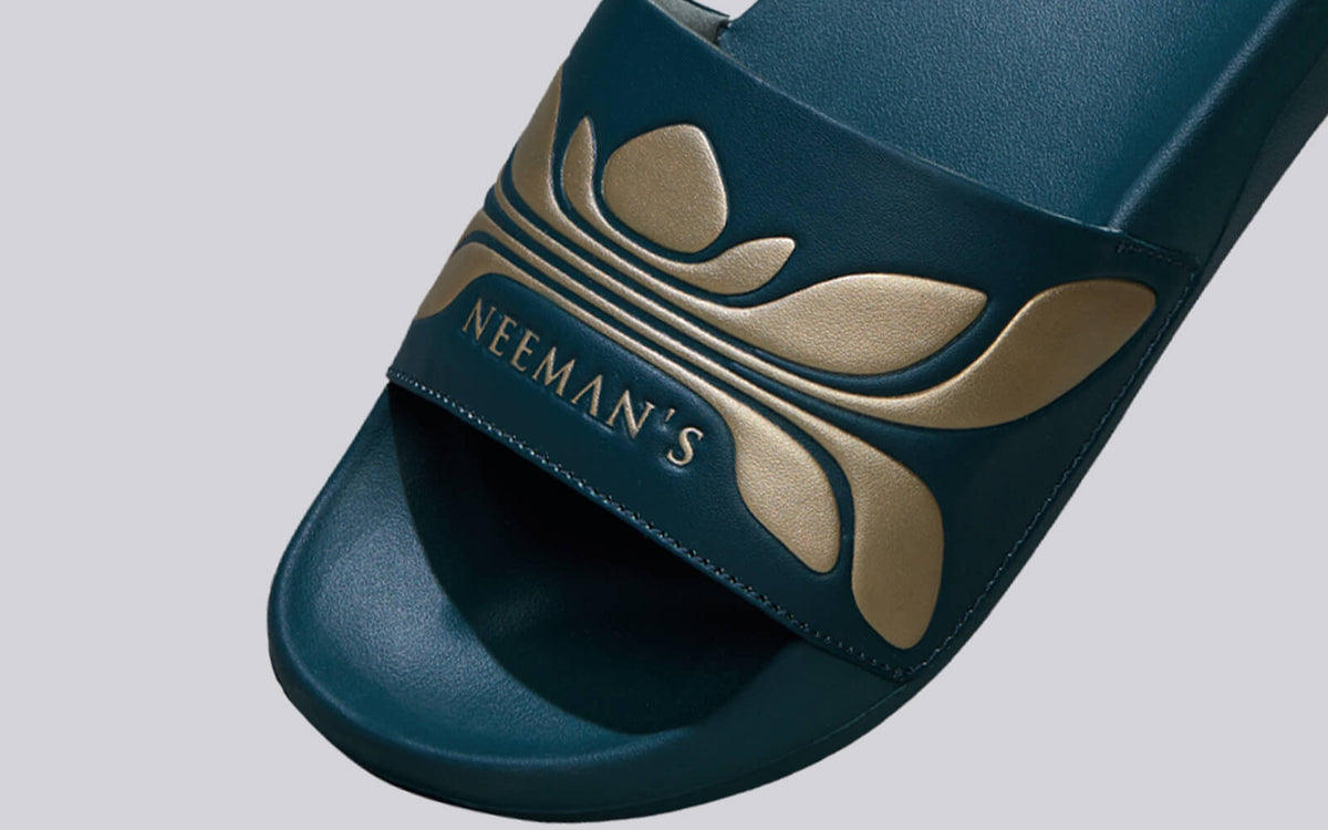 Breather Slides (Women Exclusive) : Teal-Gold