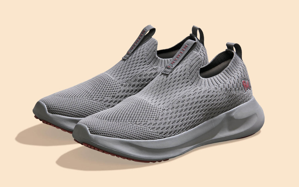 Knit Trainers For Women : Grey-Pink