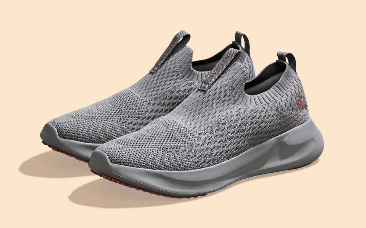 Knit Trainers For Women : Grey-Pink