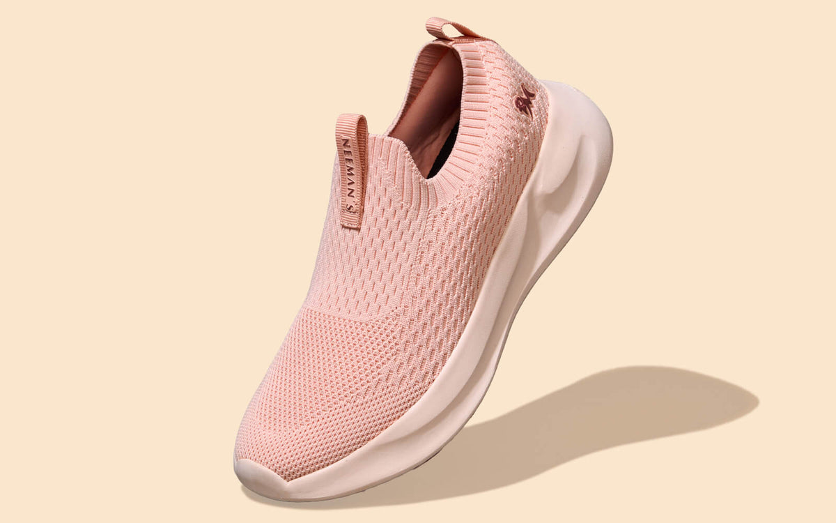 Knit Trainers For Women : Peach