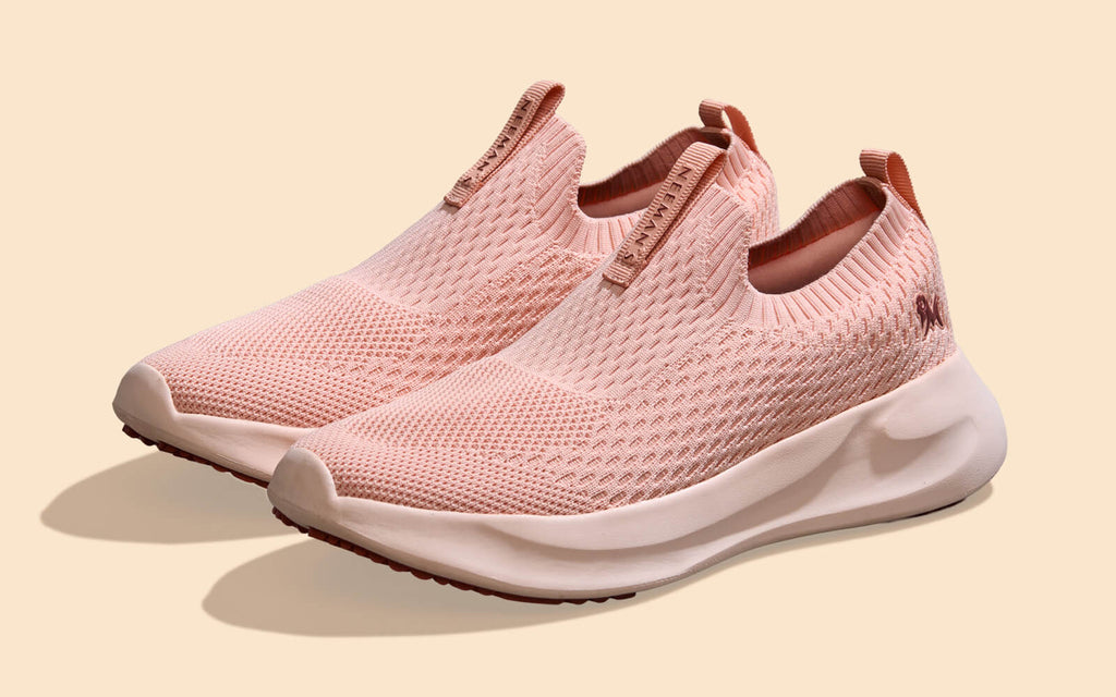 Knit Trainers For Women : Peach