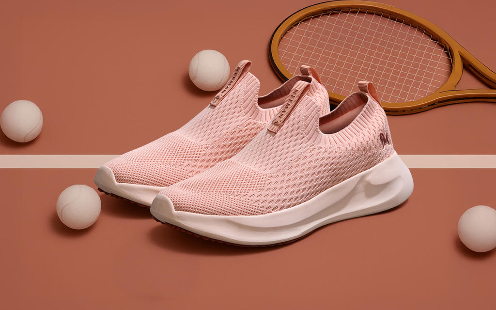Knit Trainers For Women : Peach