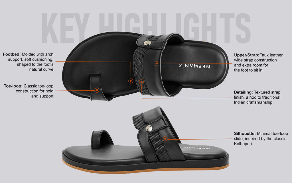 Native Toe Loop Sandals For Men : Black