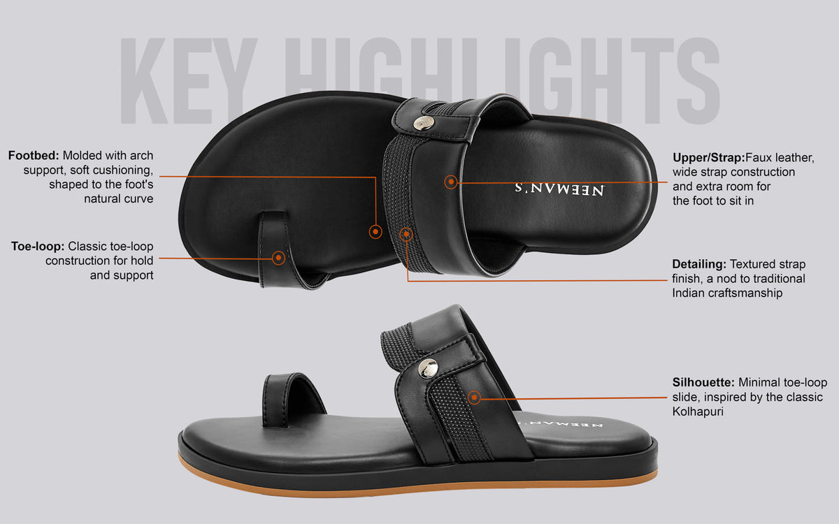 Native Toe Loop Sandals For Men : Black