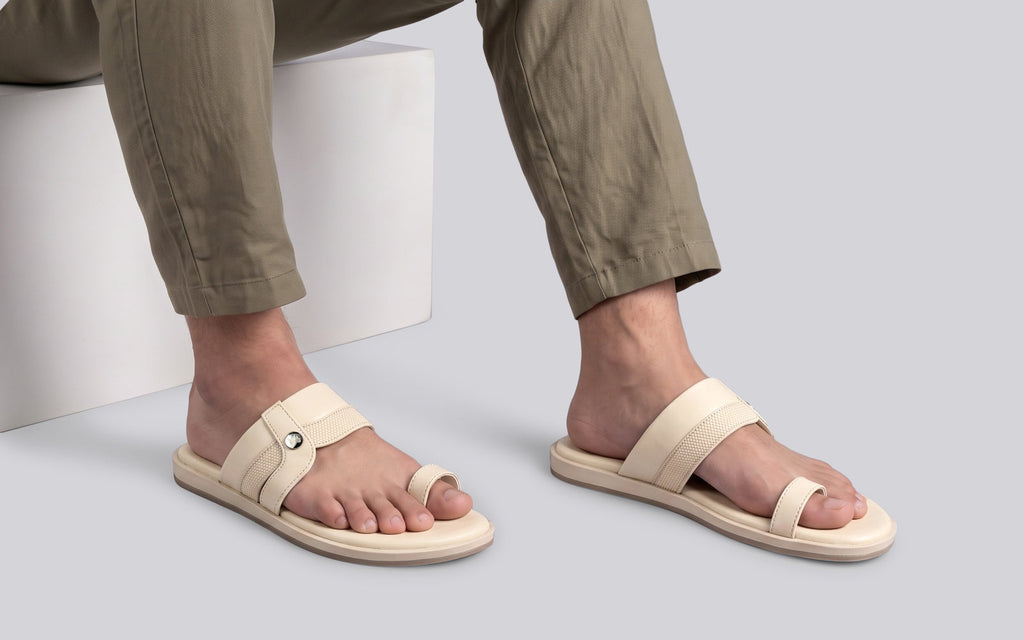 Native Toe Loop Sandals For Men : Cream