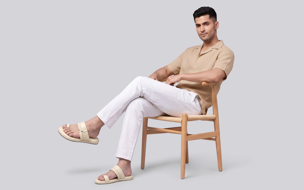 Native Toe Loop Sandals For Men : Cream