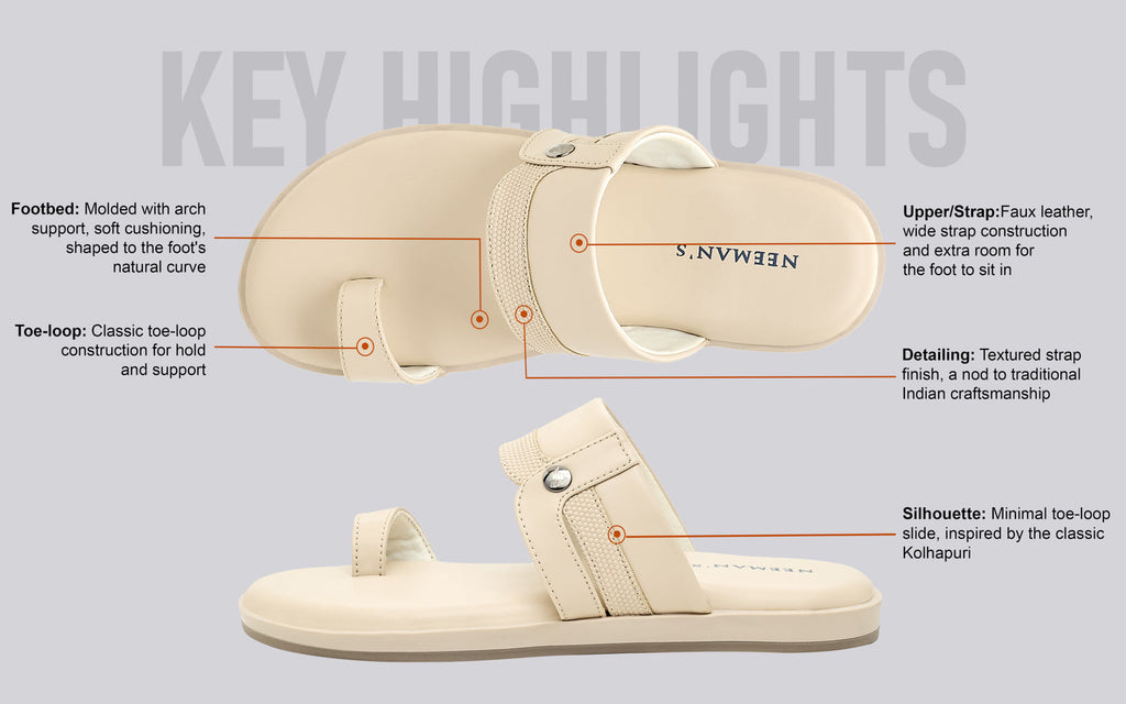 Native Toe Loop Sandals For Men : Cream