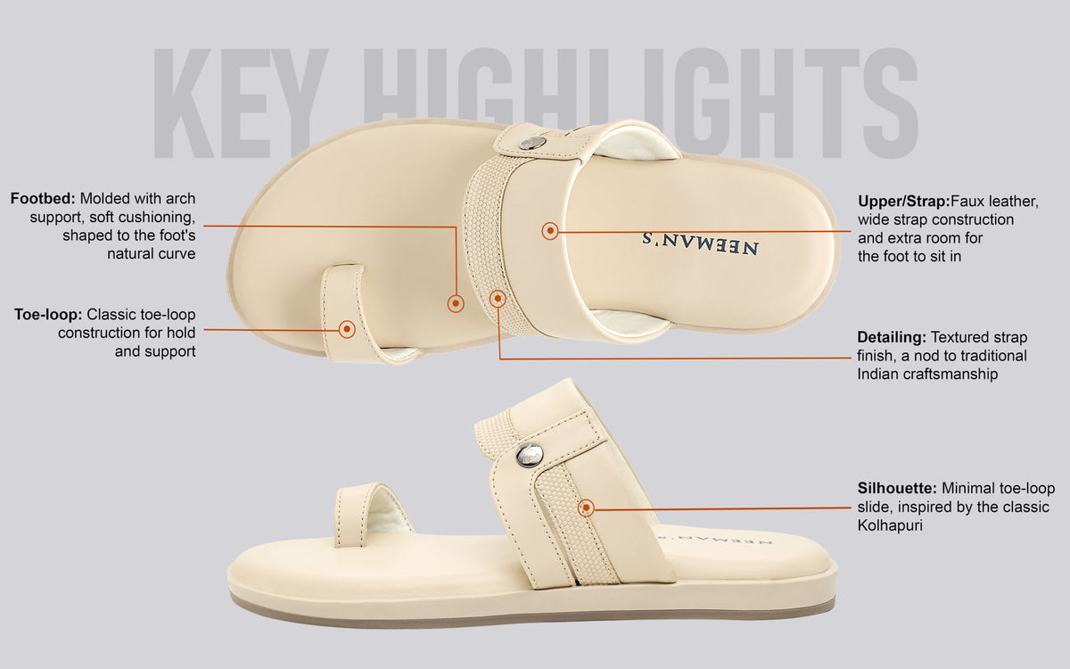 Native Toe Loop Sandals For Men : Cream