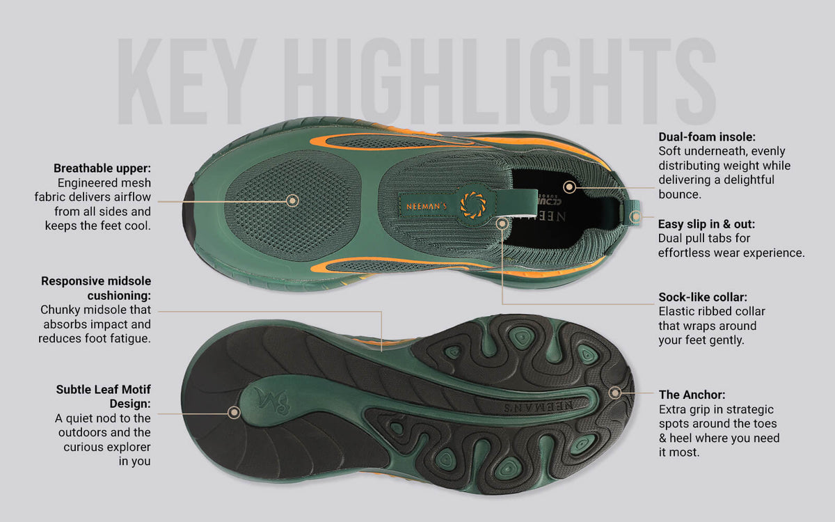 Novra Slip Ons For Men : Green