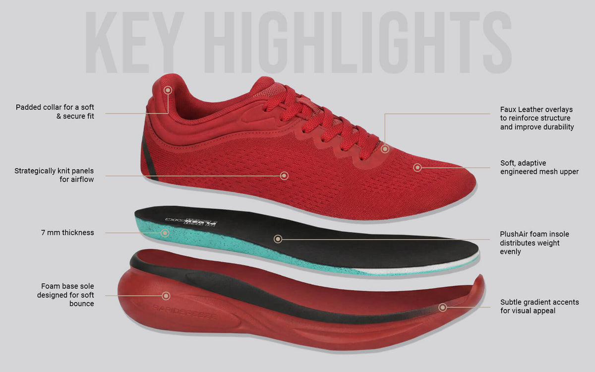 Rapid Breeze Rally Sneakers for Men : Red