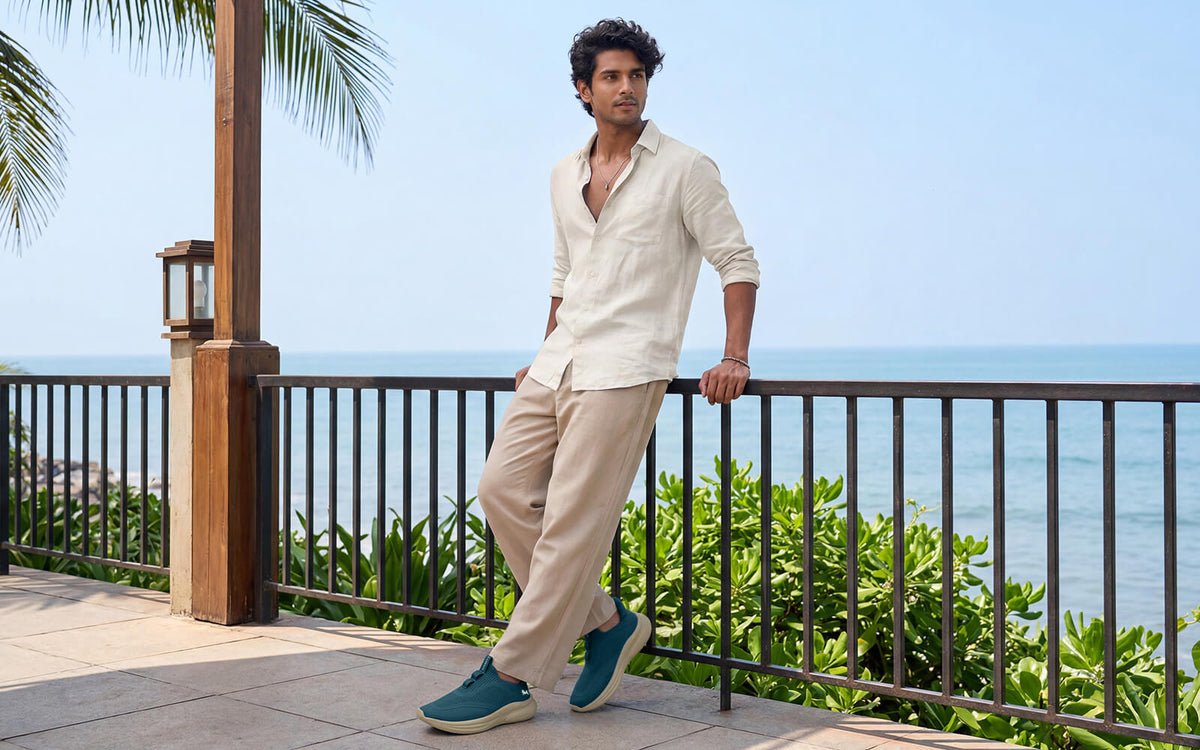 Rapid Breeze Vigor Slip Ons For Men : Teal Ecru