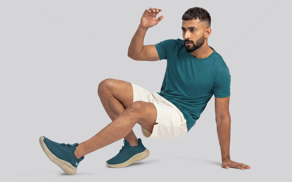 Rapid Breeze Vigor Slip Ons For Men : Teal Ecru
