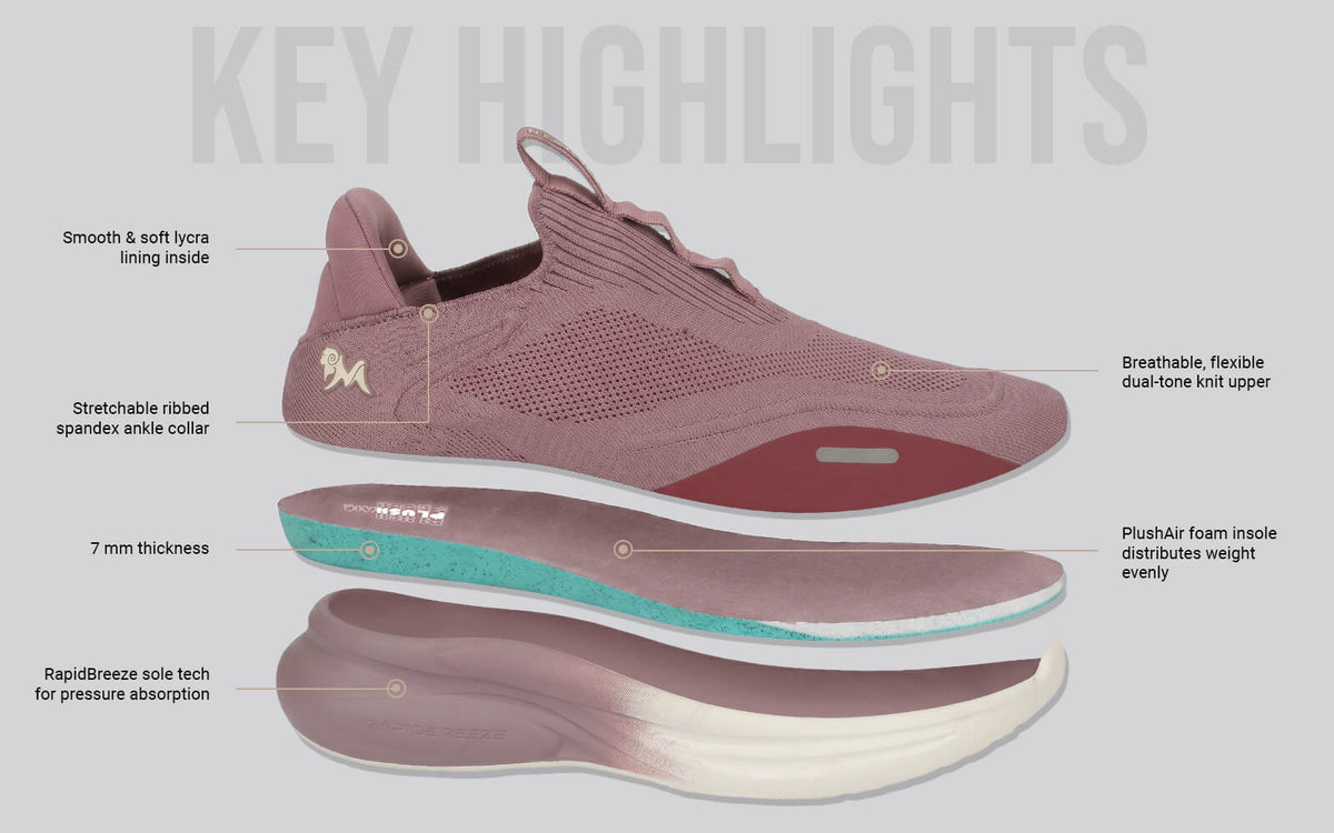Rapid Breeze Vigor Slip Ons For Women : Mauve Ivory